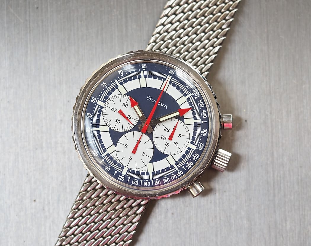 Note the massive winding crown on the Bulova Stars and Stripes