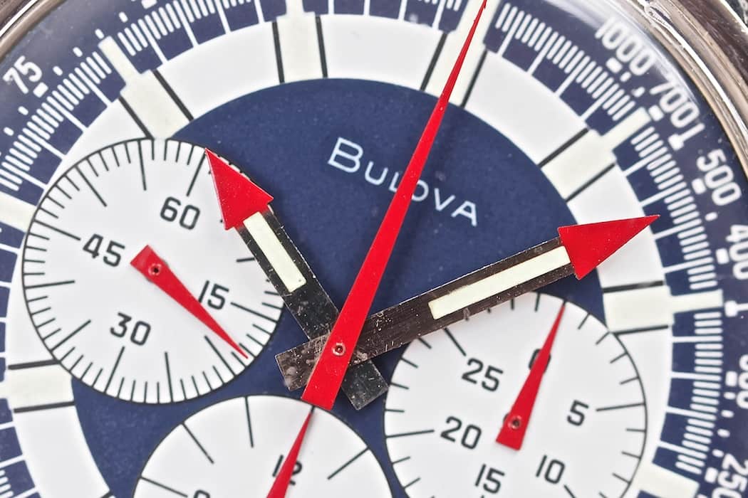 The main hands of the Bulova Stars and Stripes resemble rockets or fireworks