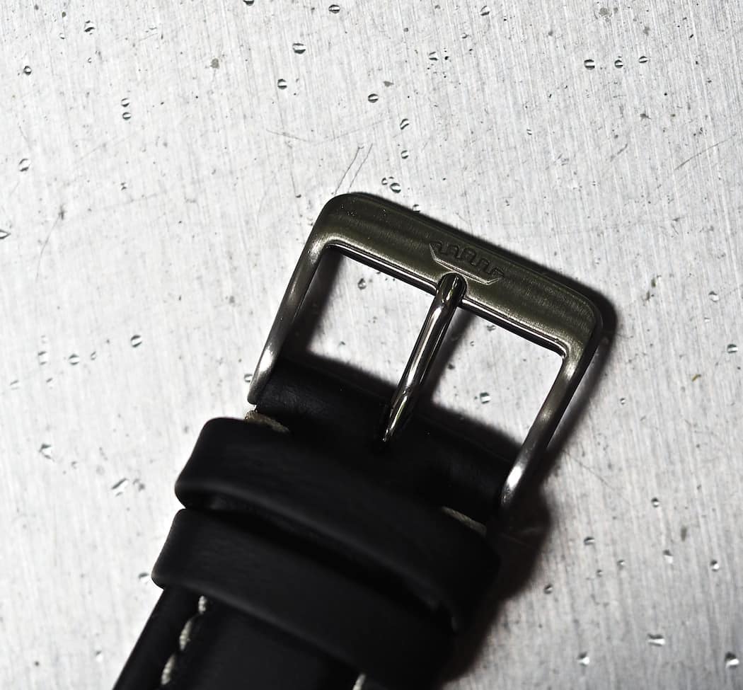The signed pin buckle on the Fortis Classic Cosmonauts
