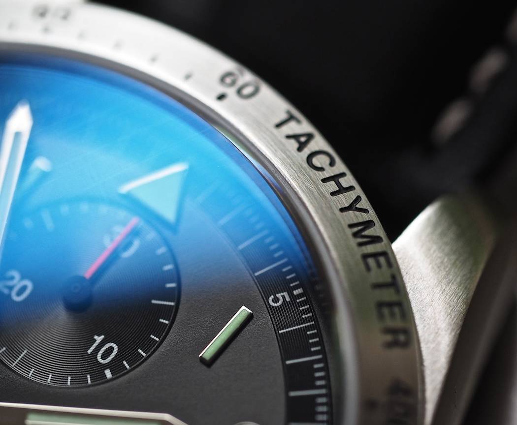 A closer look at the inscribed and matte-finished stainless bezel on the Fortis Classic Cosmonauts