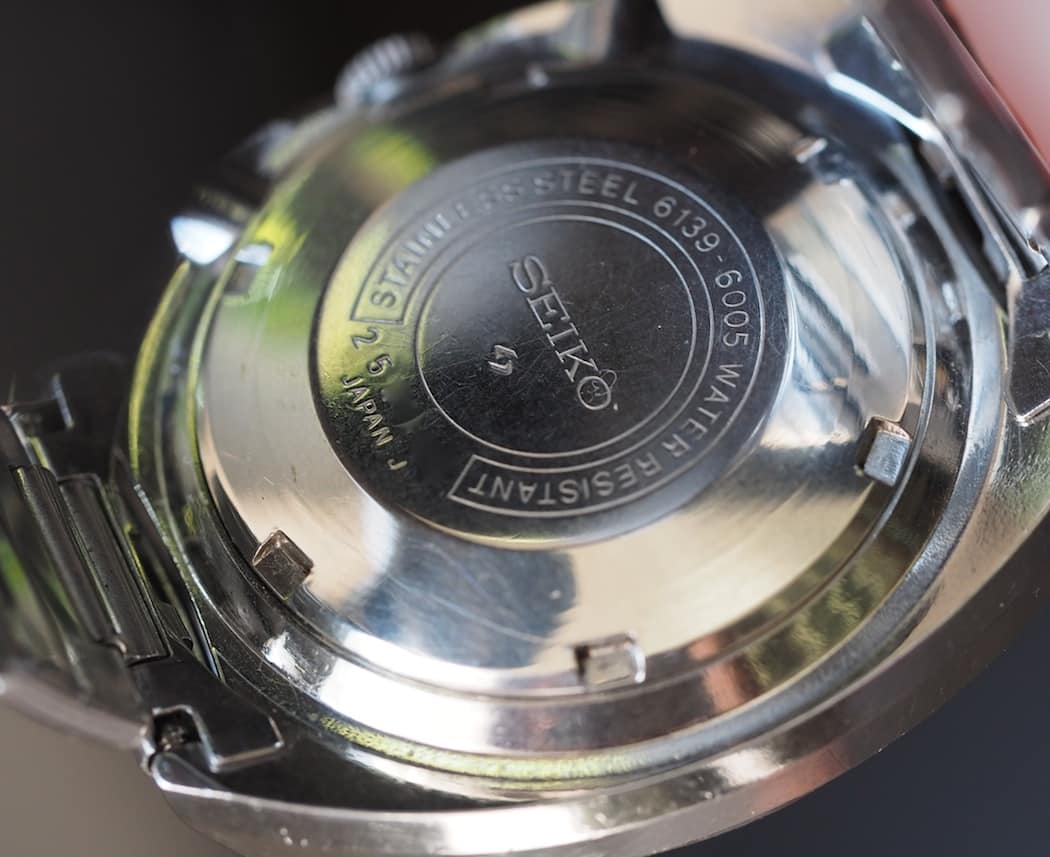 The Seiko 6139 Pogue case back - this model is from May, 1972