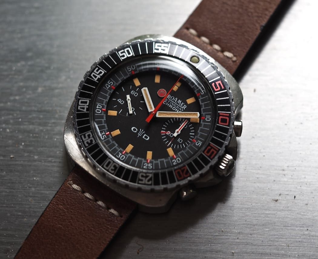 The depth below the crystal of the Roamer Stingray Chrono Diver is actually quite shallow and that inner bezel is lovely