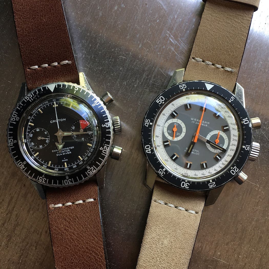 The Wakmann Big Boy and the Croton Chronomaster Aviator Sea Diver - two pieces that saw their cases used over and over long with different dials and movements