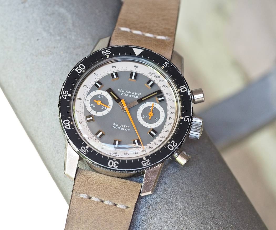 Note the knurling on the rotating bezel of the Wakmann Big Boy - it's effective for operation and for picking up dings!