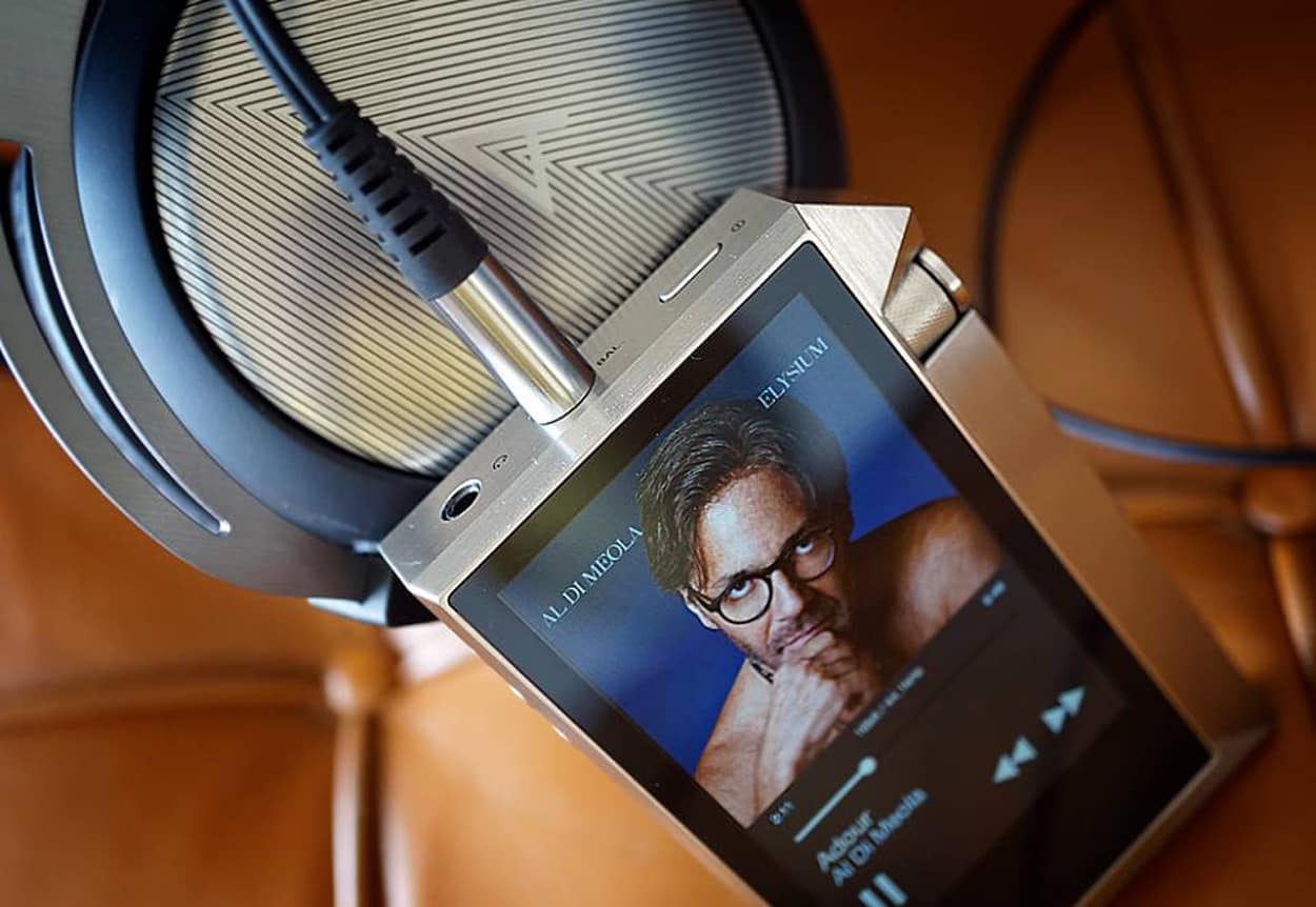 - AK240 in steel with the AKT5p Headphones, using the balanced input on the player -