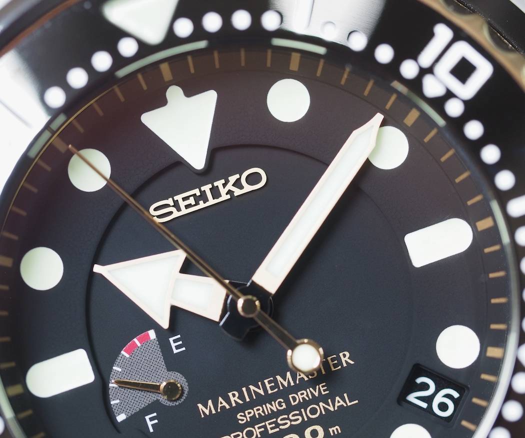 Note the lovely details on the Seiko Spring Drive Tuna such as the bezeled date window and how the 12:00 index intercepts the step
