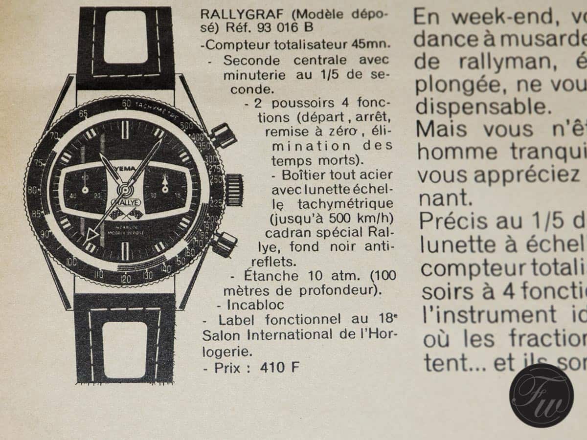 Original advertisement of the Yema Rallye. Price back then: 400 F (+/- 60 Euro or 68 USD)