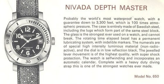 Nivada Grenchen Depthmaster 1000 Diver’s 