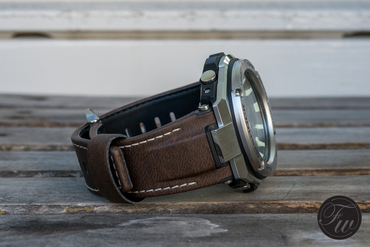 casio g steel leather strap