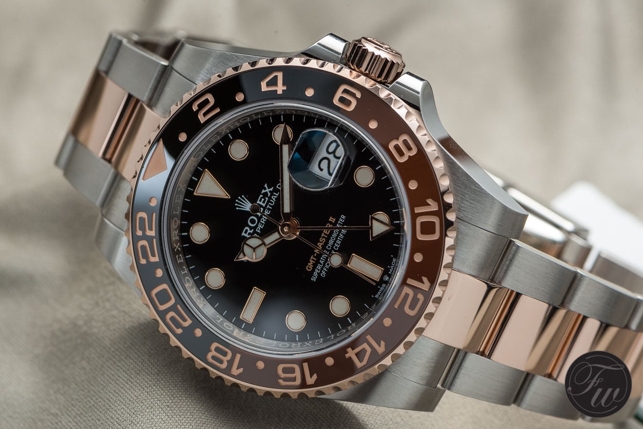 rolex gmt master 2 rose gold steel