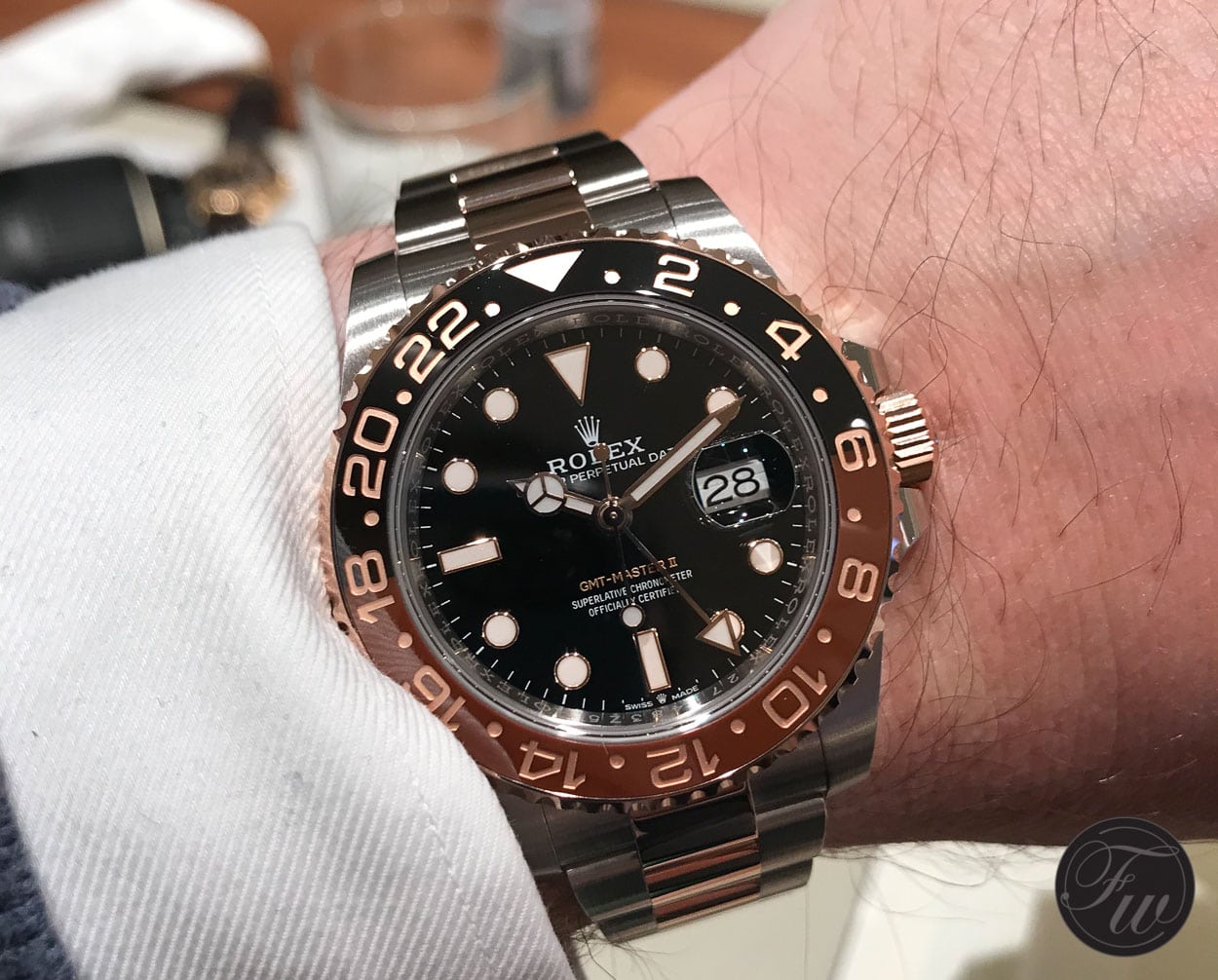 gmt master 2 rose gold steel