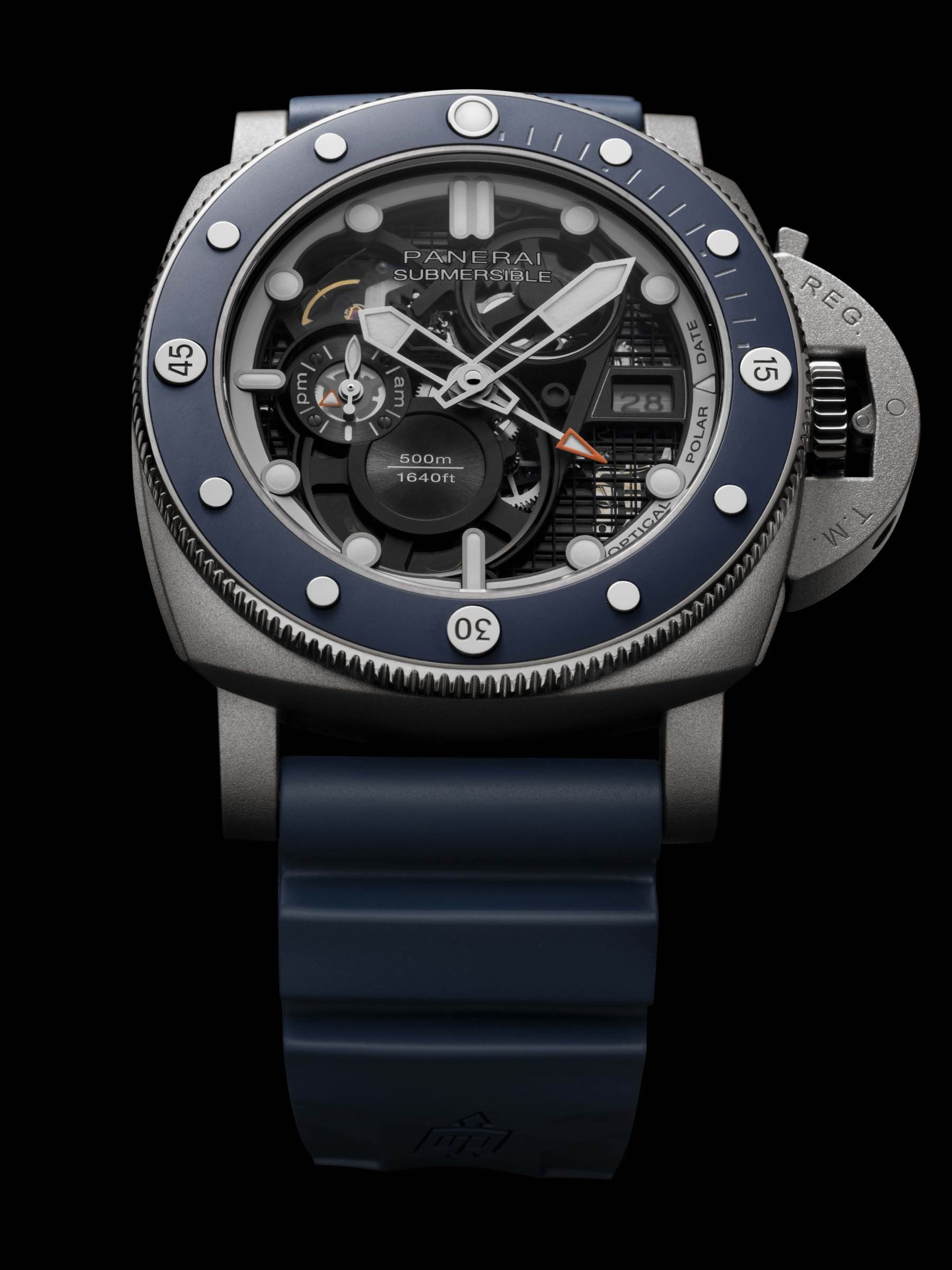 Panerai Submersible GMT PAM01495 on black background